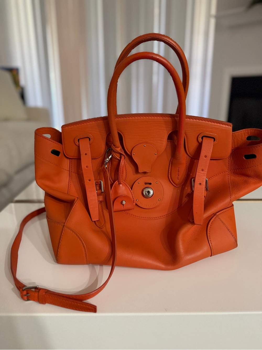 Ralph Lauren Ricky Bag clementine orange color Leather  33 - Picture 9 of 9